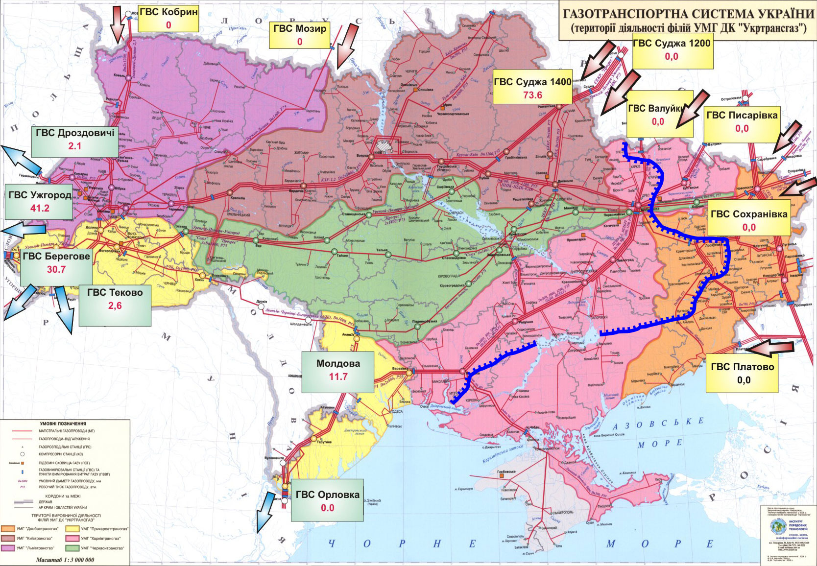 Газотранспортная система Украины и линия фронта